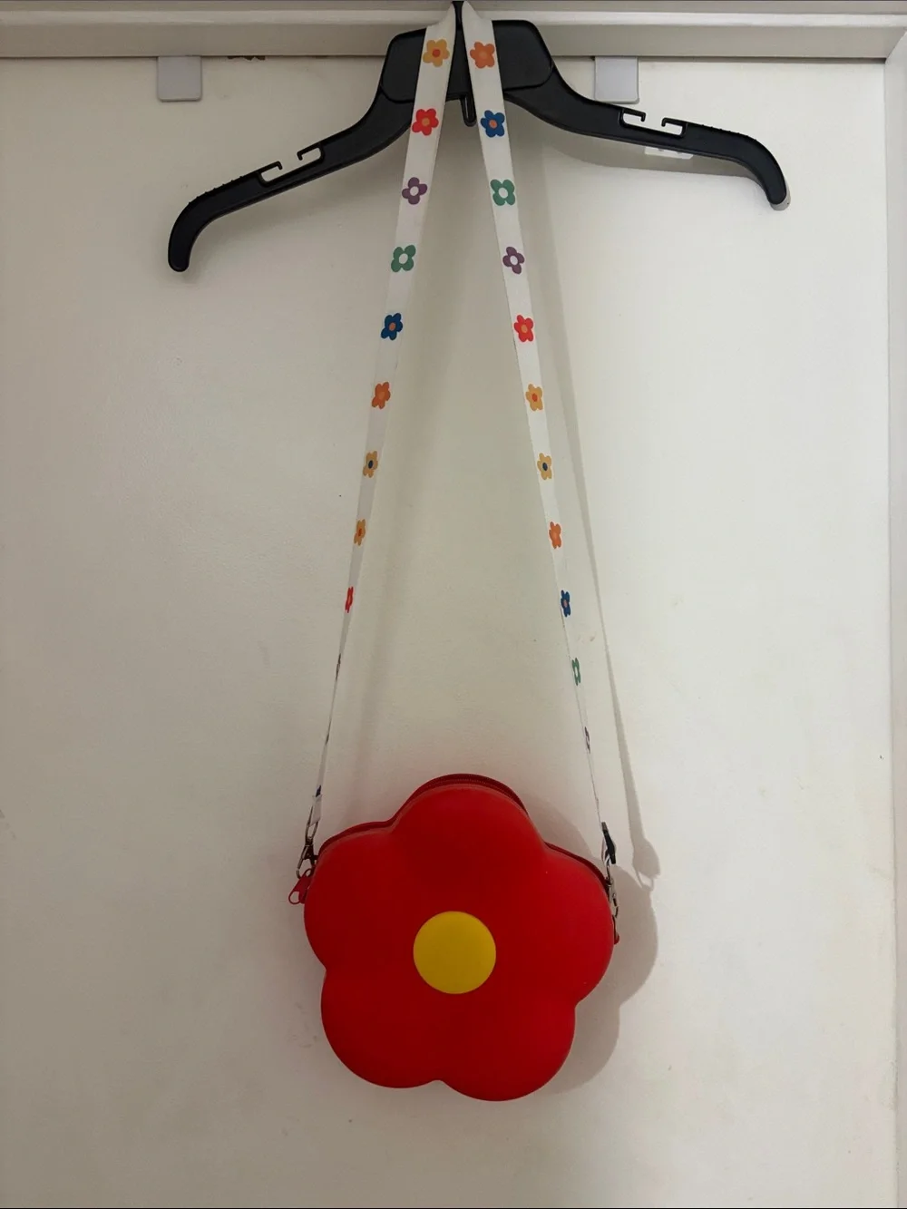 Kids Red Flower Crossbody Bag with Yellow Center